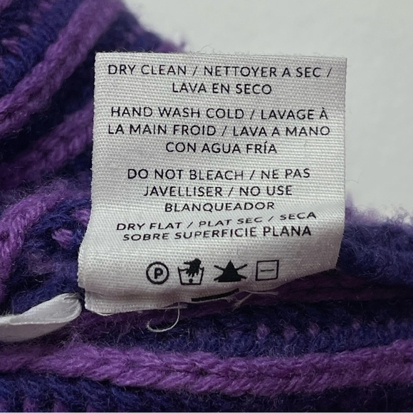 NAADAM Women's Wool Cashmere Turtleneck Long Sweater Purple Blue Stripe Sz Large - Picture 7 of 10